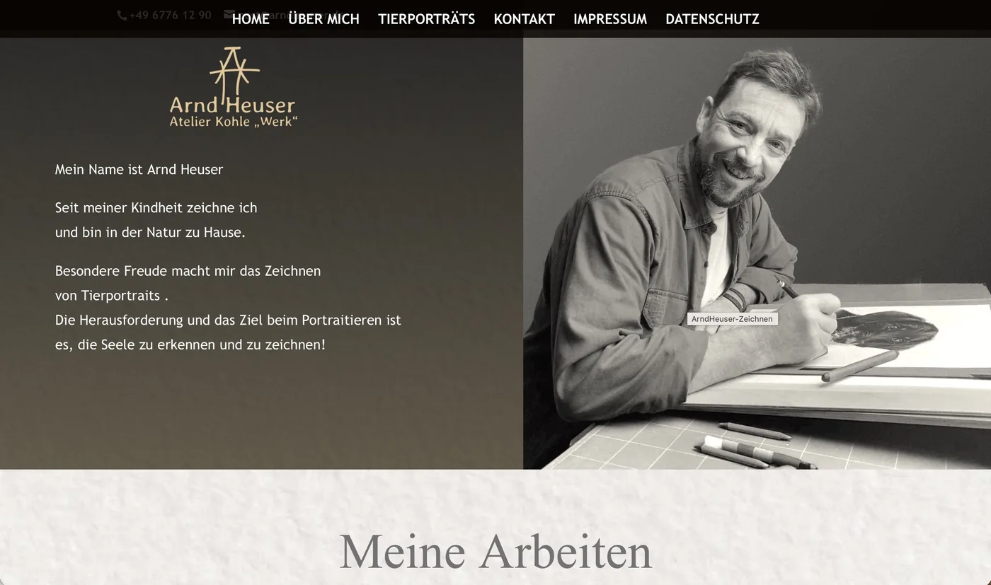 Startseite des Künstlerportfolios von Arnd Heuser