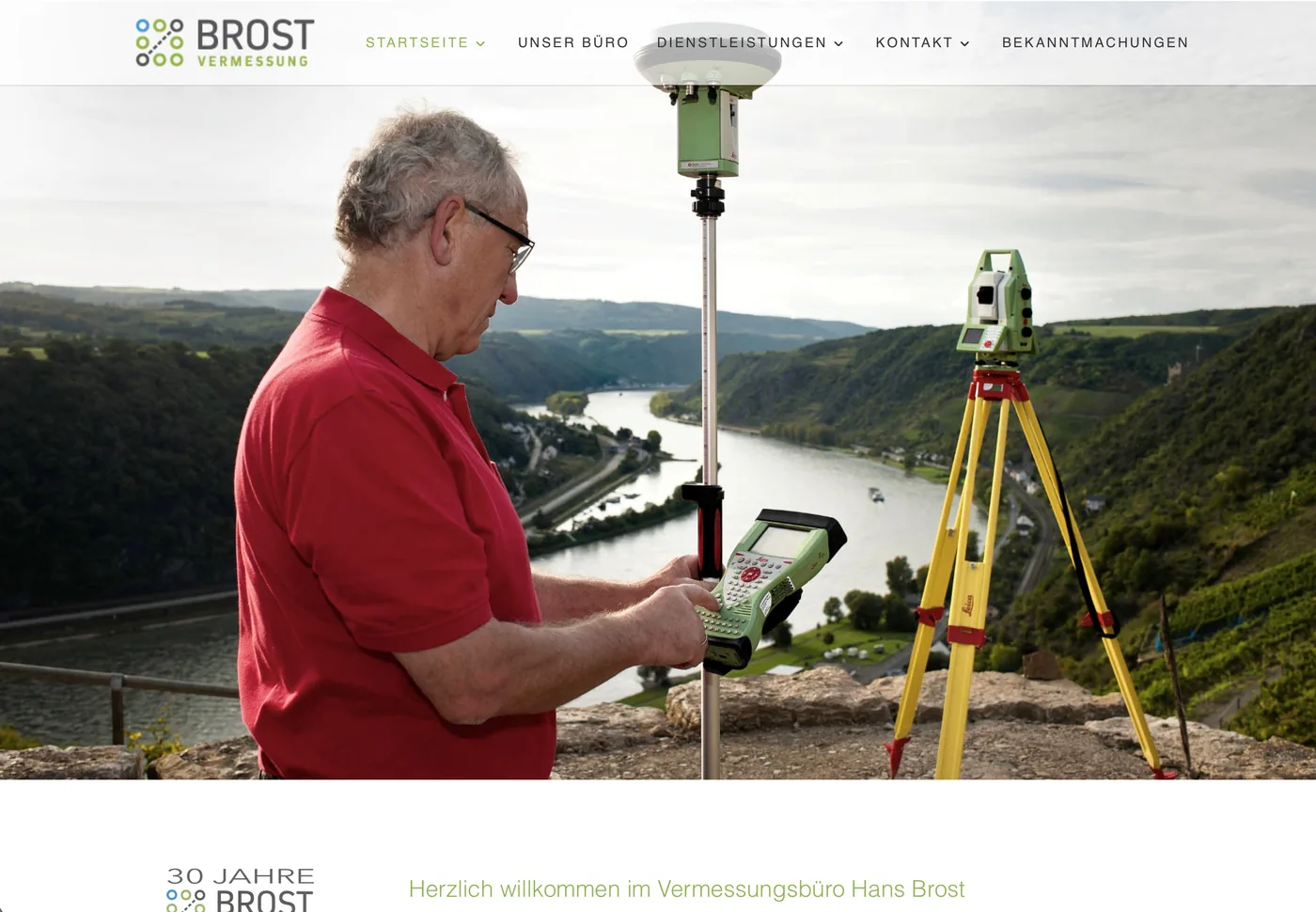 Startseite der Website von Brost Vermessung