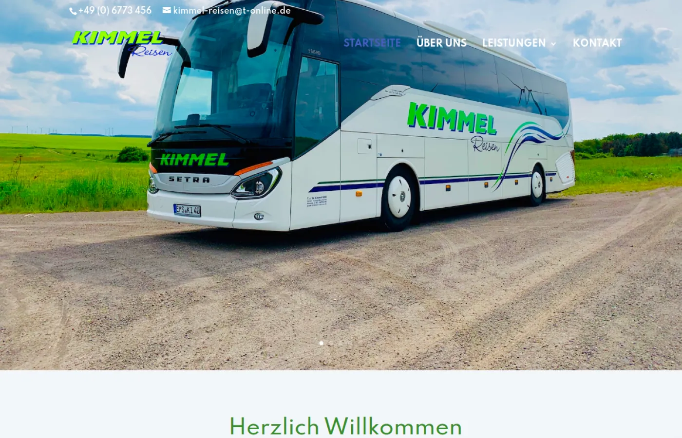 Startseite der WordPress-Website von Kimmel-Reisen
