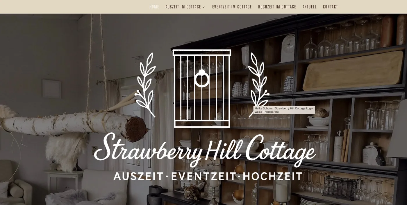 Startseite der Website Strawberry Hill Cottage