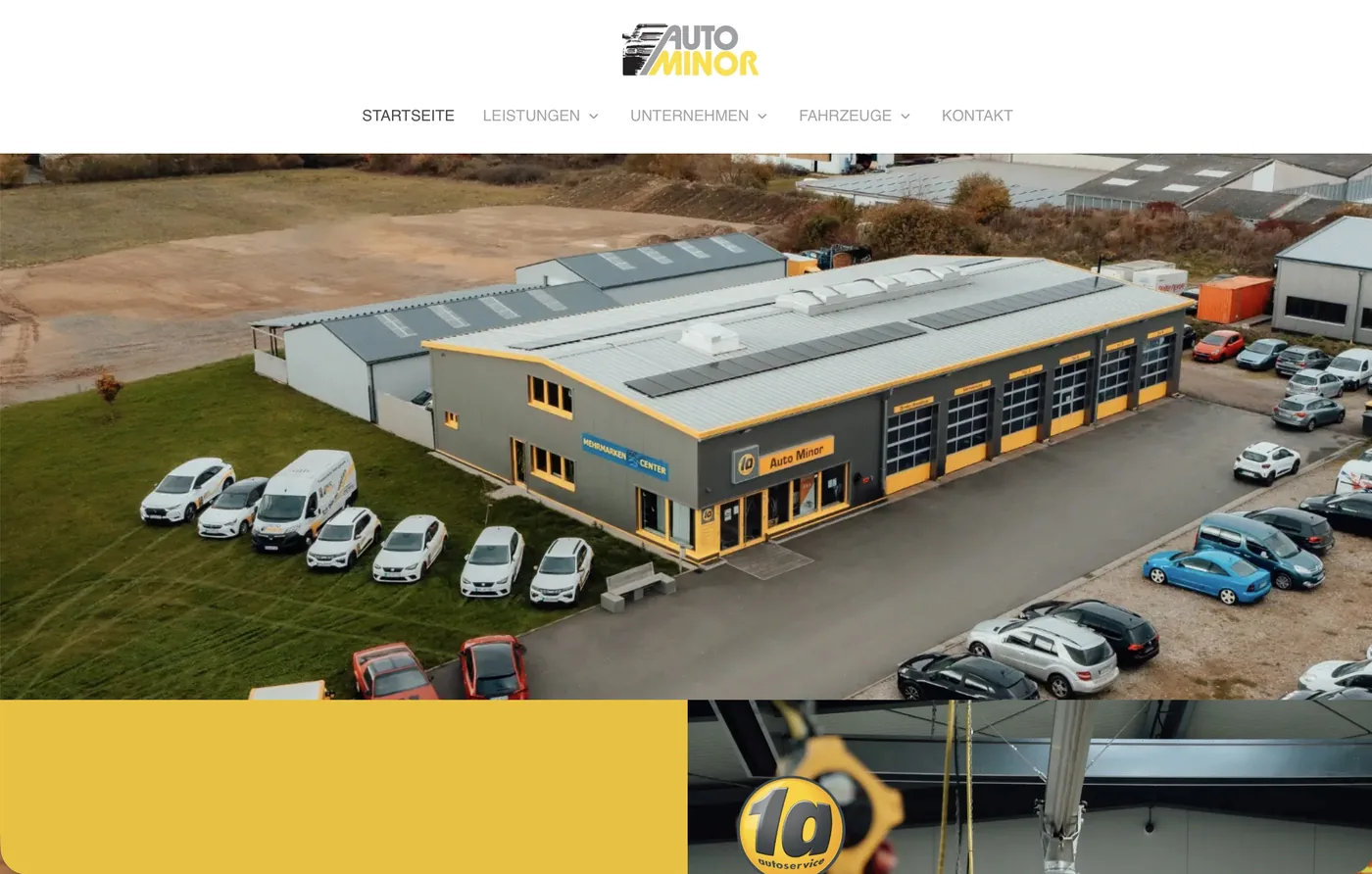 Startseite der WordPress-Website von Auto Minor