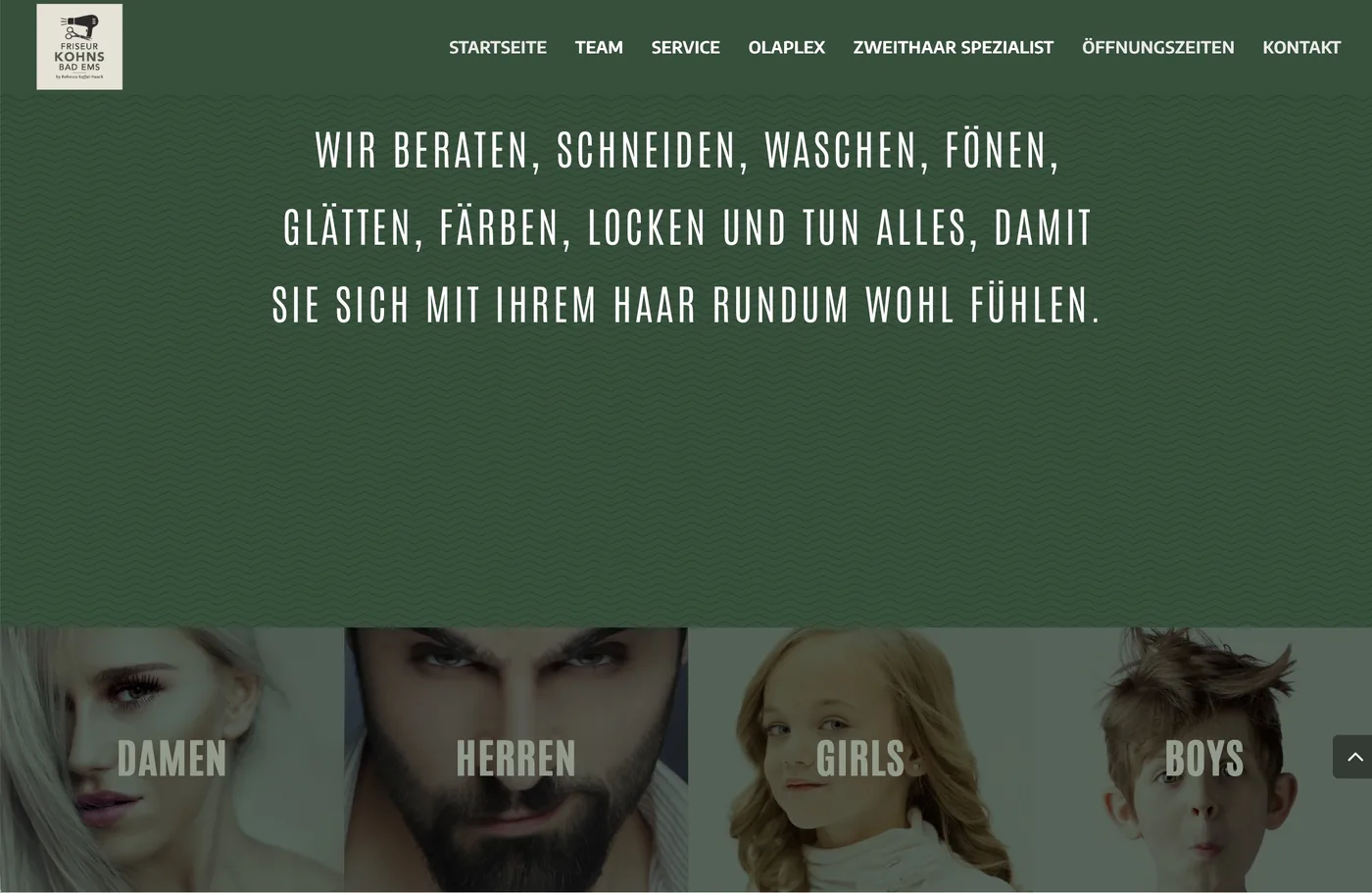Startseite der WordPress-Website von Friseur Kohns in Bad Ems