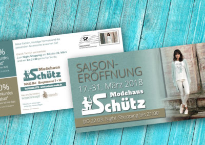 Printdesign Modehaus Schütz Maxikarte