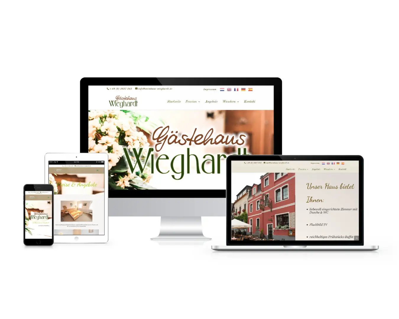 Internetseite für Gästehaus Wieghardt Braubach Realisation wedoyu Werbeagentur