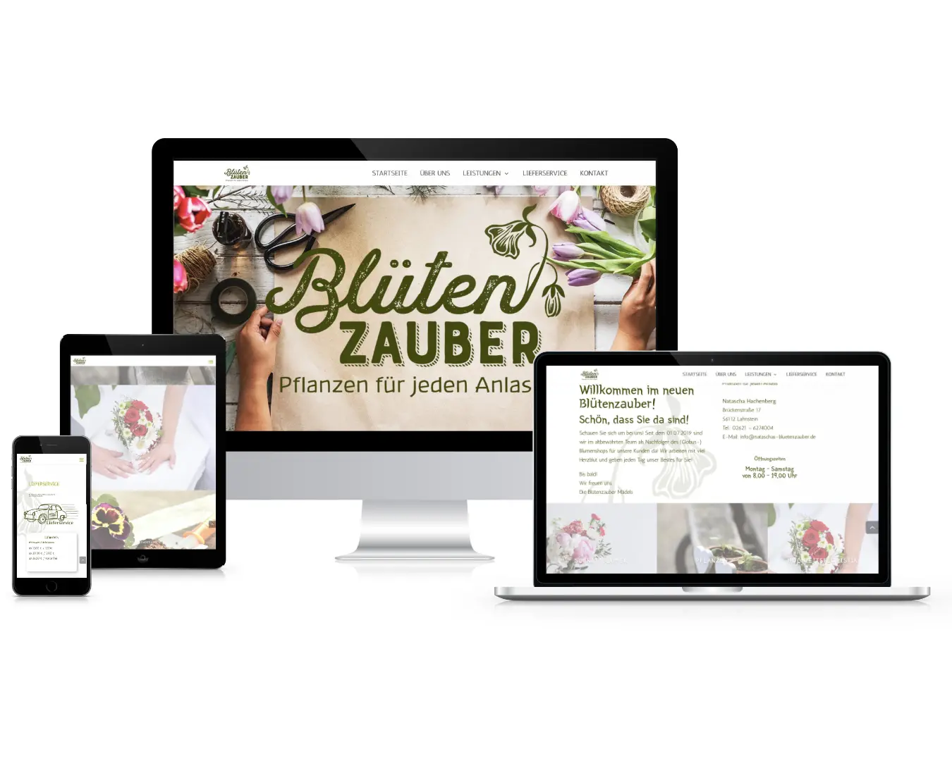 Internetseiten Blütenzauber Lahnstein Realisation wedoyu Werbeagentur
