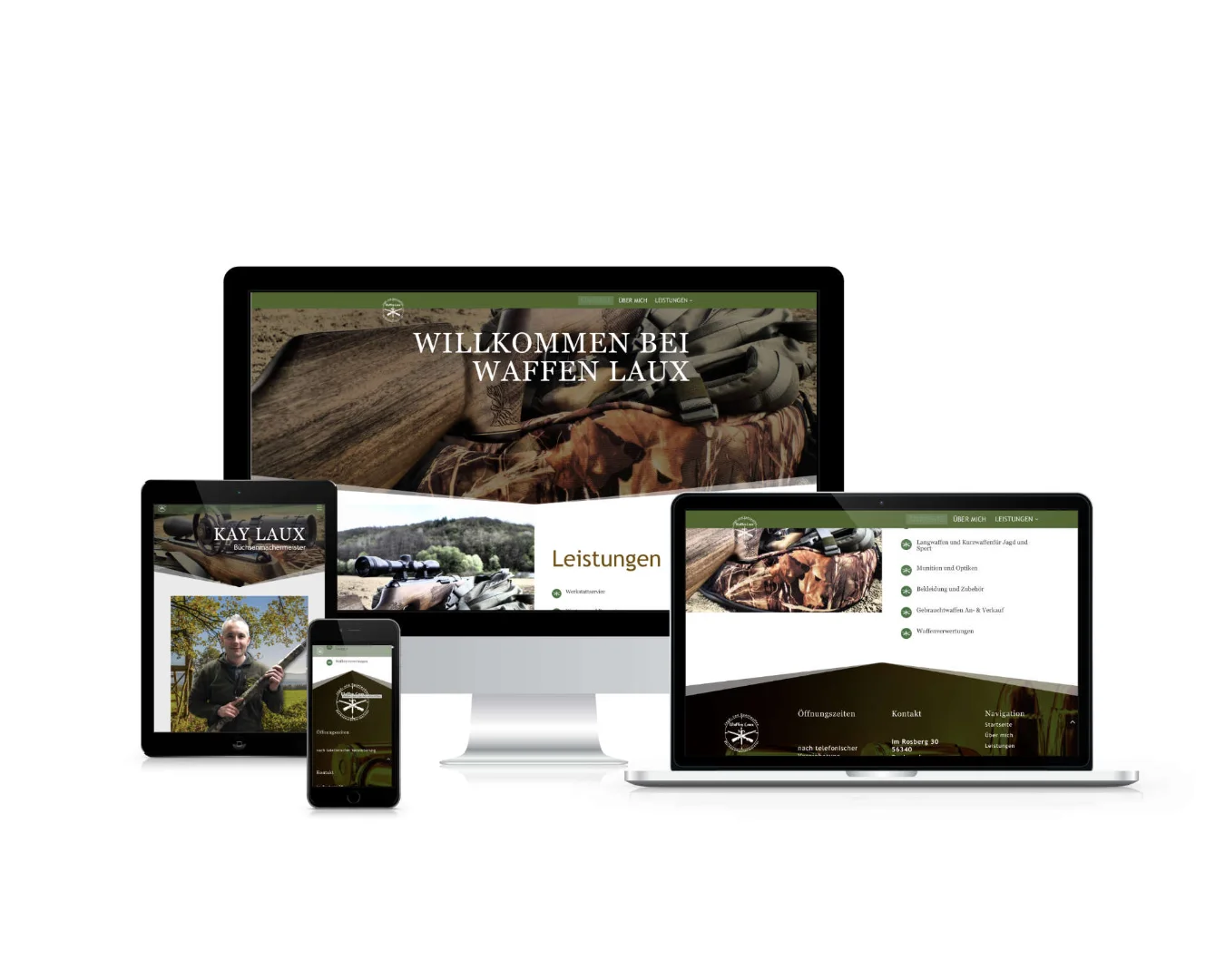 Internetseite für Waffen Laux Dachsenhausen Realisation wedoyu media